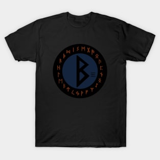 Blue Berkana Futhark Rune Symbol T-Shirt